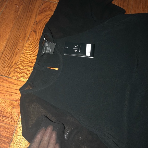 Armani Exchange Black Sheer Sleeve Blouse - Picture 7 of 7